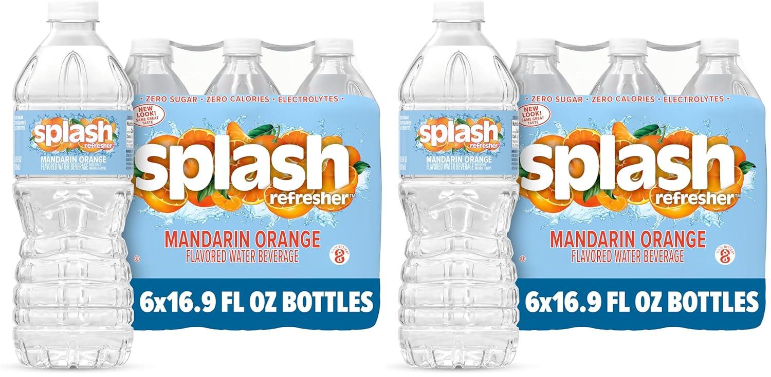 image:imageSPLASH REFRESHER Flavored Water Bottles Mandarin Orange Flavor 6Pack 169 Fl Oz Refreshing Flavored Bottled Water with Electrolytes Zero Sugar amp Zero CaloriesMandarin Orange