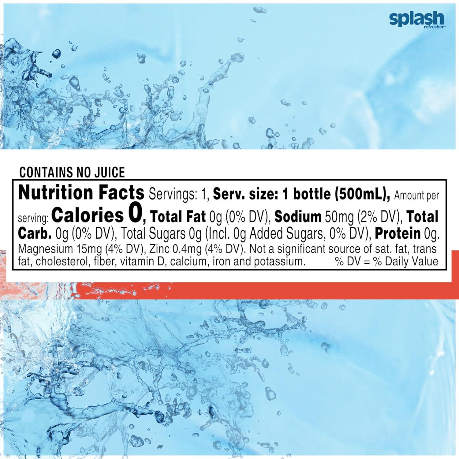 image:imageSPLASH REFRESHER Flavored Water Bottles Mandarin Orange Flavor 6Pack 169 Fl Oz Refreshing Flavored Bottled Water with Electrolytes Zero Sugar amp Zero CaloriesMandarin Orange