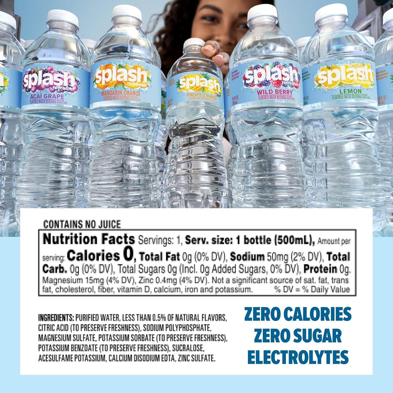image:imageSPLASH REFRESHER Flavored Water Bottles Pineapple Mango Flavor 6Pack 169 Fl Oz Refreshing Flavored Bottled Water with Electrolytes Zero Sugar amp Zero CaloriesPineapple Mango