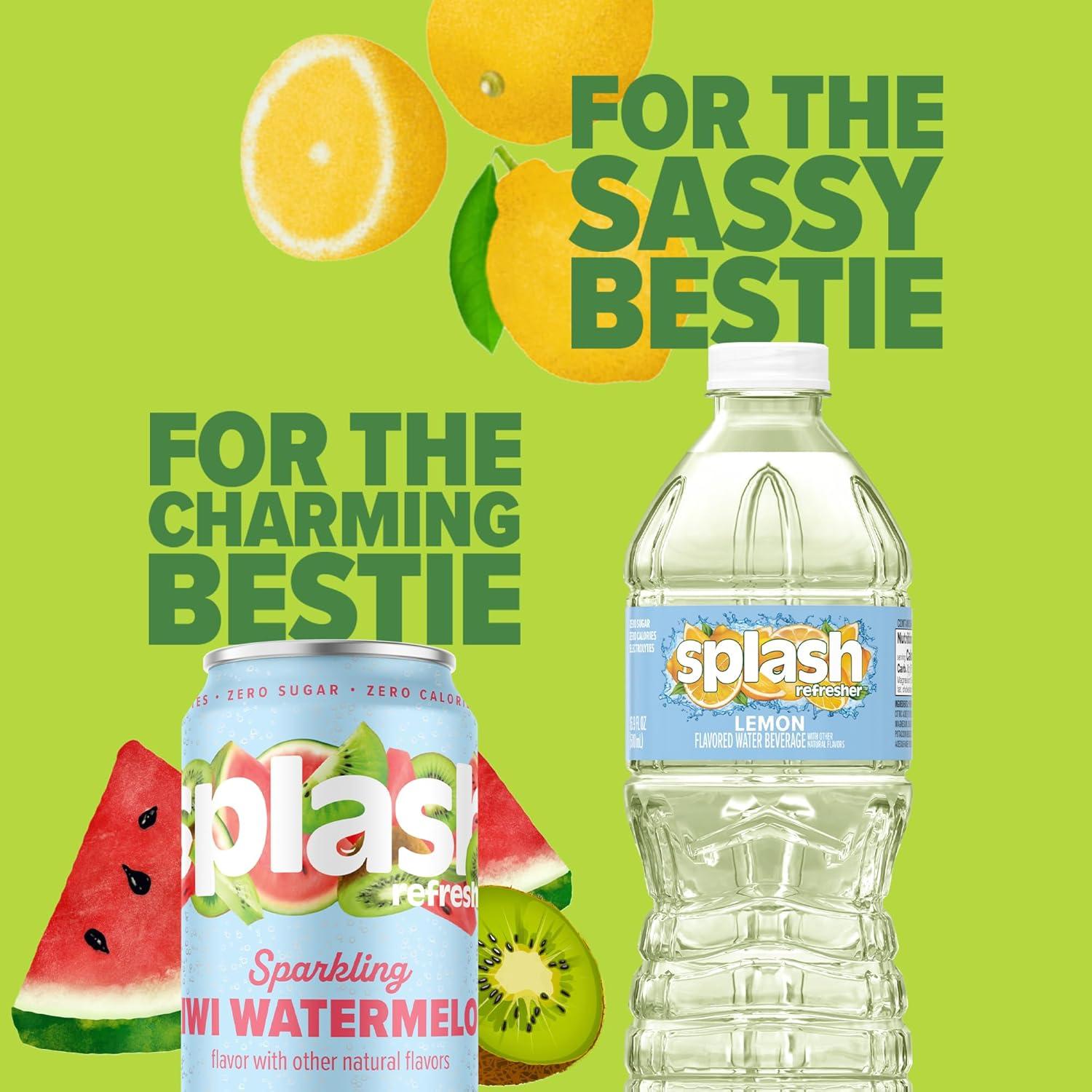 image:imageSPLASH REFRESHER Flavored Water Bottles Pineapple Mango Flavor 6Pack 169 Fl Oz Refreshing Flavored Bottled Water with Electrolytes Zero Sugar amp Zero CaloriesLemon