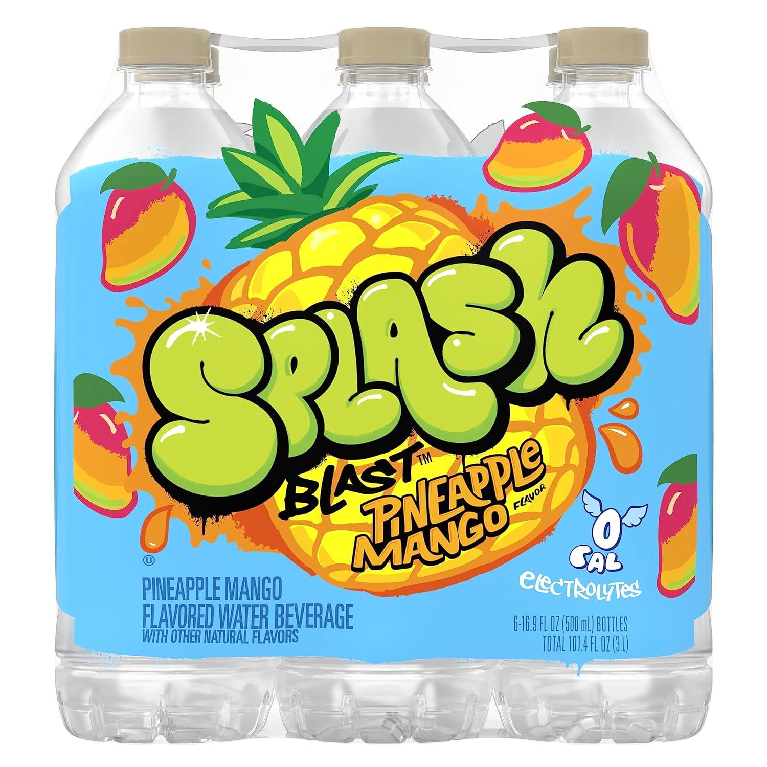 image:imageSPLASH REFRESHER Flavored Water Bottles Pineapple Mango Flavor 6Pack 169 Fl Oz Refreshing Flavored Bottled Water with Electrolytes Zero Sugar amp Zero CaloriesPineapple Mango