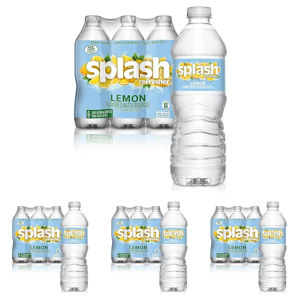 image:imageSPLASH REFRESHER Flavored Water Bottles Pineapple Mango Flavor 6Pack 169 Fl Oz Refreshing Flavored Bottled Water with Electrolytes Zero Sugar amp Zero CaloriesLemon