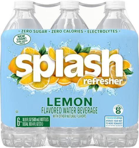 image:imageSPLASH REFRESHER Flavored Water Bottles Pineapple Mango Flavor 6Pack 169 Fl Oz Refreshing Flavored Bottled Water with Electrolytes Zero Sugar amp Zero CaloriesLemon