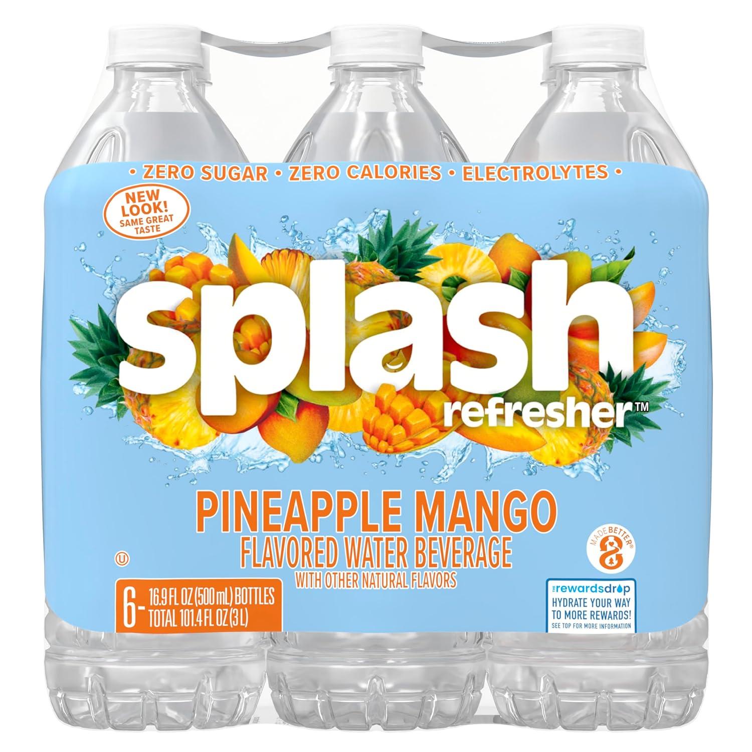 image:imageSPLASH REFRESHER Flavored Water Bottles Pineapple Mango Flavor 6Pack 169 Fl Oz Refreshing Flavored Bottled Water with Electrolytes Zero Sugar amp Zero CaloriesPineapple Mango