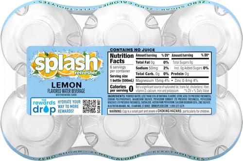 image:imageSPLASH REFRESHER Flavored Water Bottles Pineapple Mango Flavor 6Pack 169 Fl Oz Refreshing Flavored Bottled Water with Electrolytes Zero Sugar amp Zero CaloriesLemon