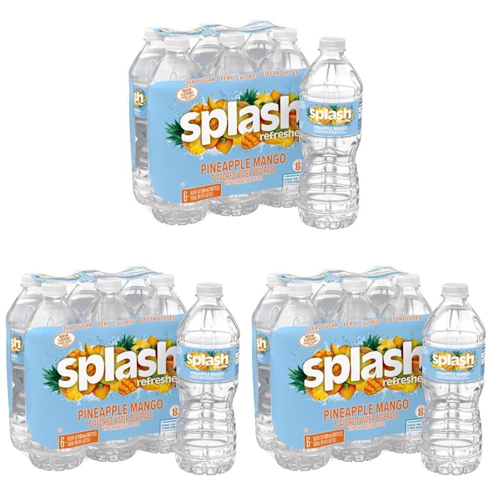 image:imageSPLASH REFRESHER Flavored Water Bottles Pineapple Mango Flavor 6Pack 169 Fl Oz Refreshing Flavored Bottled Water with Electrolytes Zero Sugar amp Zero CaloriesPineapple Mango