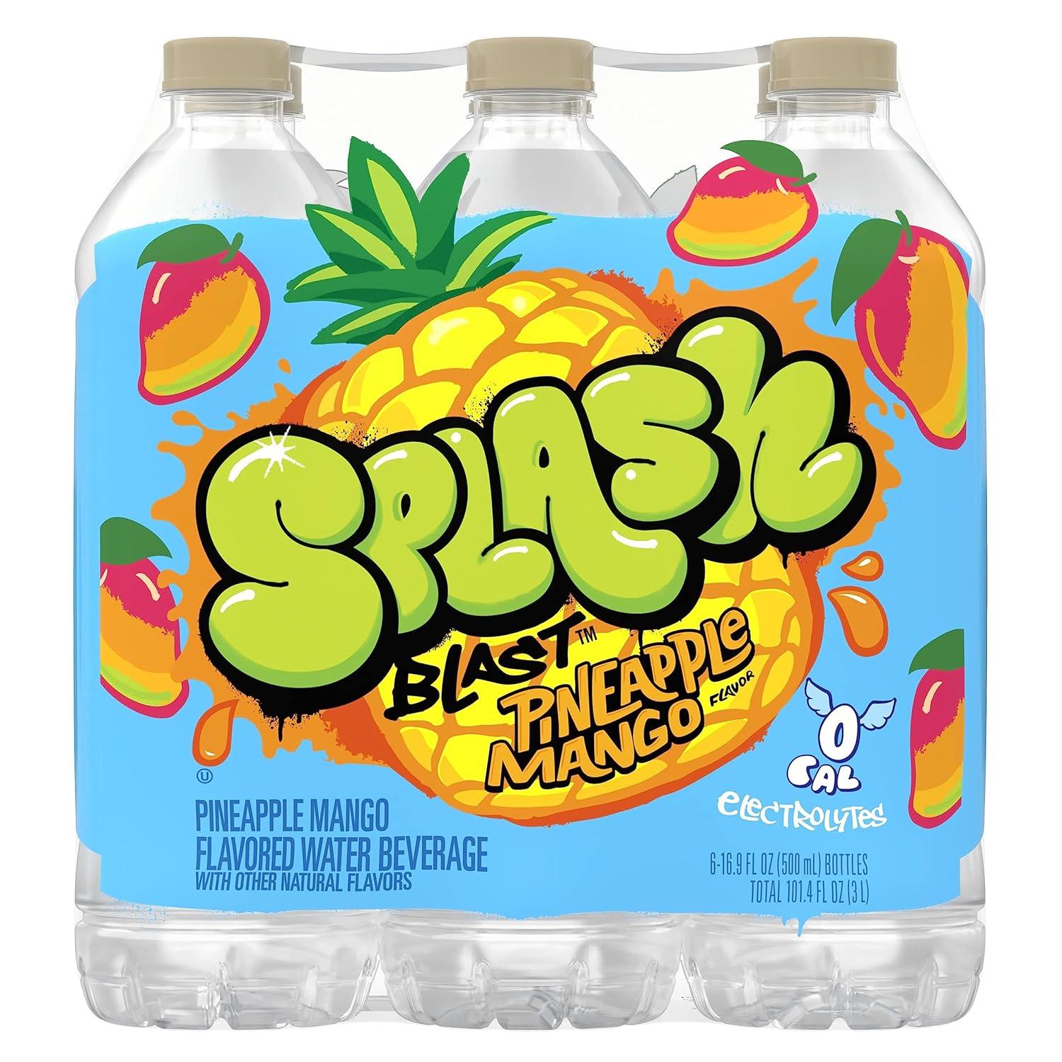 image:imageSPLASH REFRESHER Flavored Water Bottles Pineapple Mango Flavor 6Pack 169 Fl Oz Refreshing Flavored Bottled Water with Electrolytes Zero Sugar amp Zero CaloriesPineapple Mango