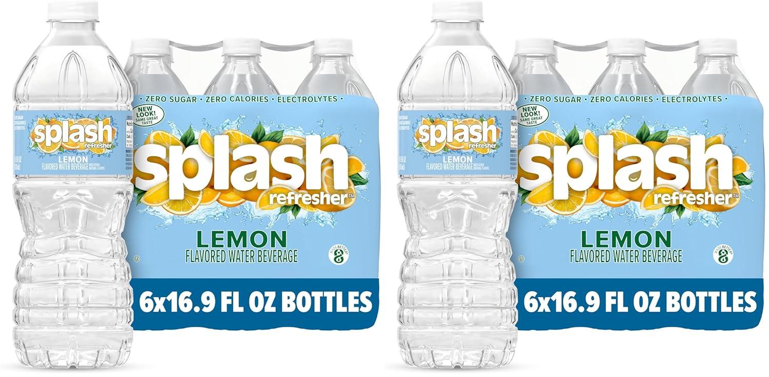 image:imageSPLASH REFRESHER Flavored Water Bottles Pineapple Mango Flavor 6Pack 169 Fl Oz Refreshing Flavored Bottled Water with Electrolytes Zero Sugar amp Zero CaloriesLemon