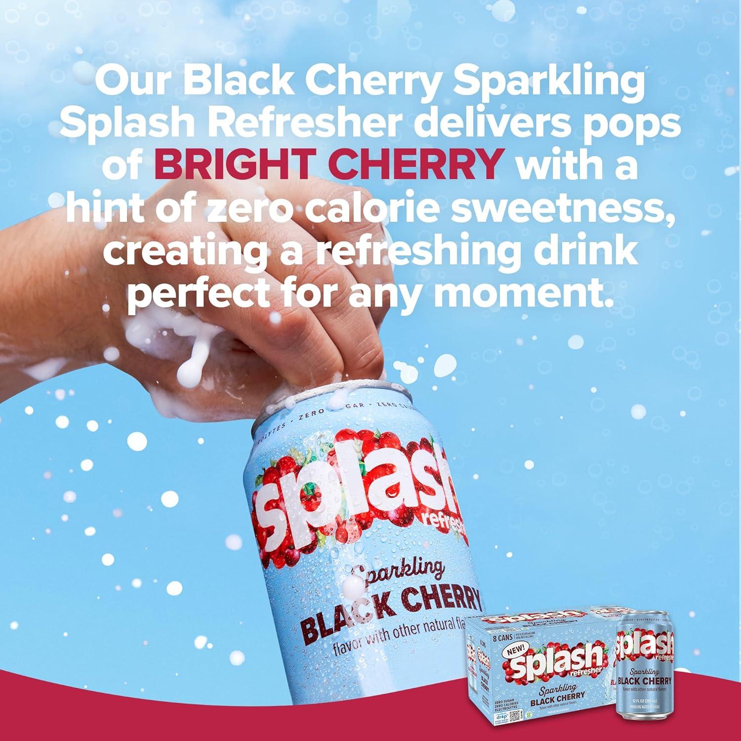image:imageSPLASH REFRESHER Sparkling Water Rocket Freeze 8Pack 12 Fl Oz Cans Flavored Carbonated Seltzer Water with Electrolytes Zero Sugar amp Zero CaloriesBlack Cherry