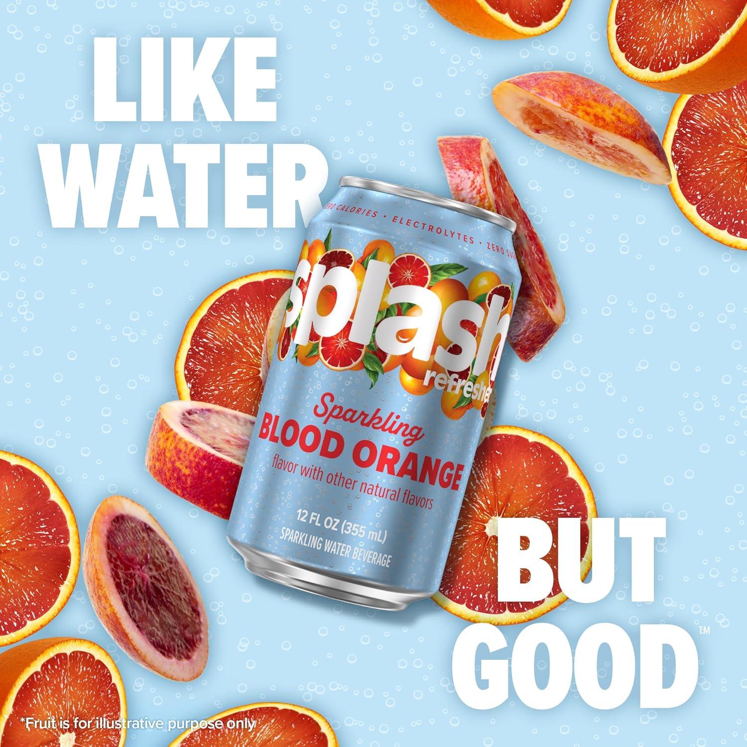 image:imageSPLASH REFRESHER Sparkling Water Rocket Freeze 8Pack 12 Fl Oz Cans Flavored Carbonated Seltzer Water with Electrolytes Zero Sugar amp Zero CaloriesBlood Orange