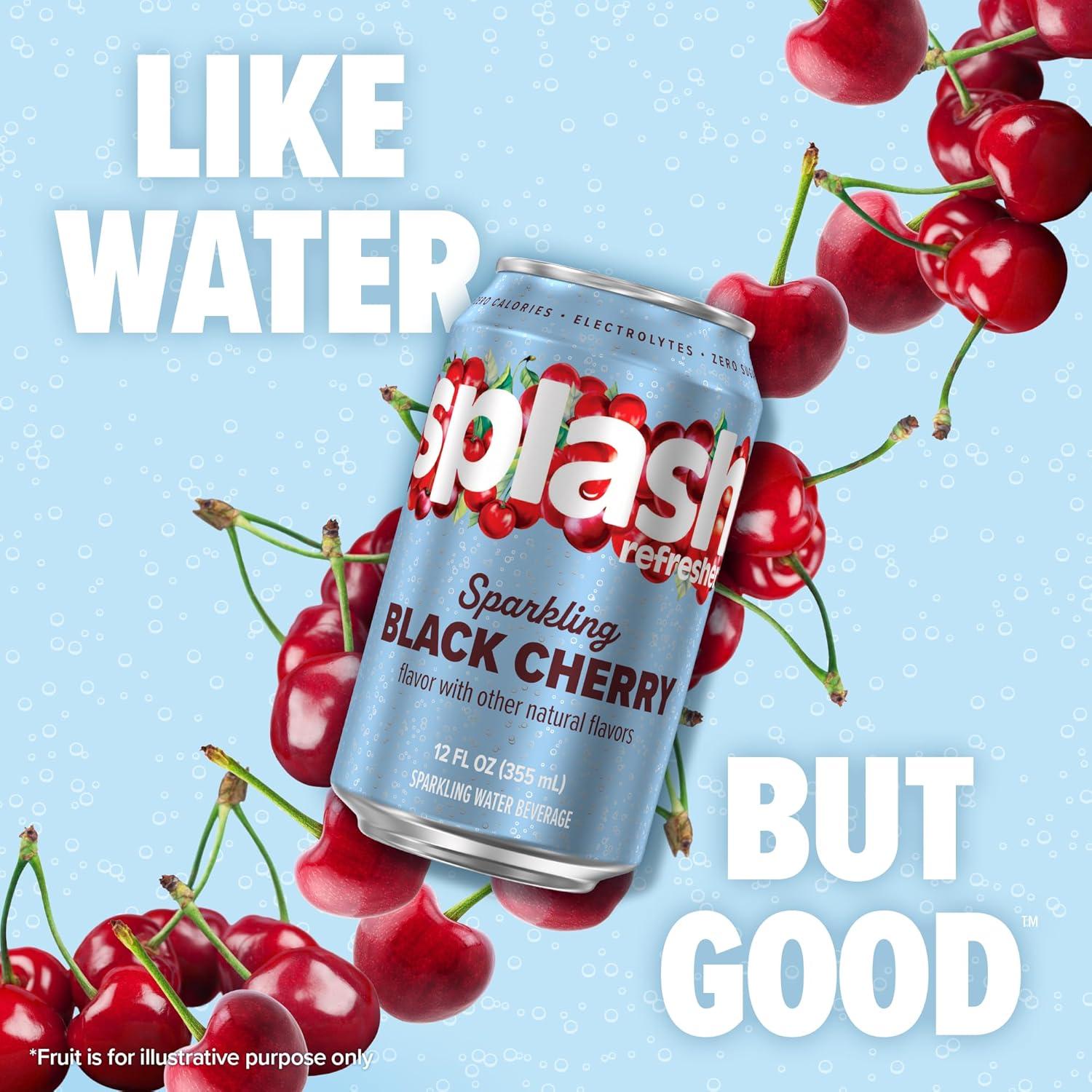 image:imageSPLASH REFRESHER Sparkling Water Rocket Freeze 8Pack 12 Fl Oz Cans Flavored Carbonated Seltzer Water with Electrolytes Zero Sugar amp Zero CaloriesBlack Cherry