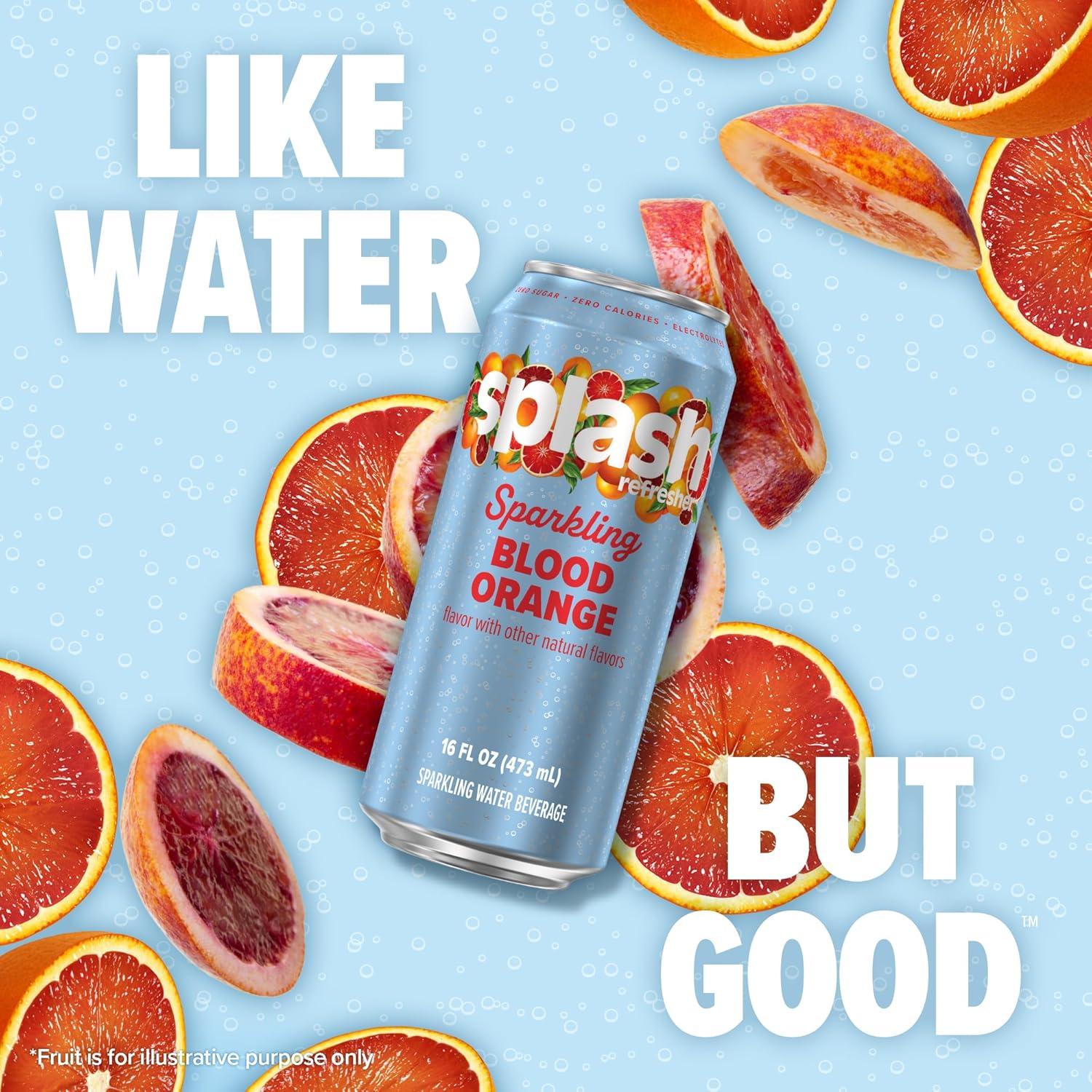 image:imageSPLASH REFRESHER Sparkling Water Rocket Freeze 8Pack 12 Fl Oz Cans Flavored Carbonated Seltzer Water with Electrolytes Zero Sugar amp Zero CaloriesBlood Orange