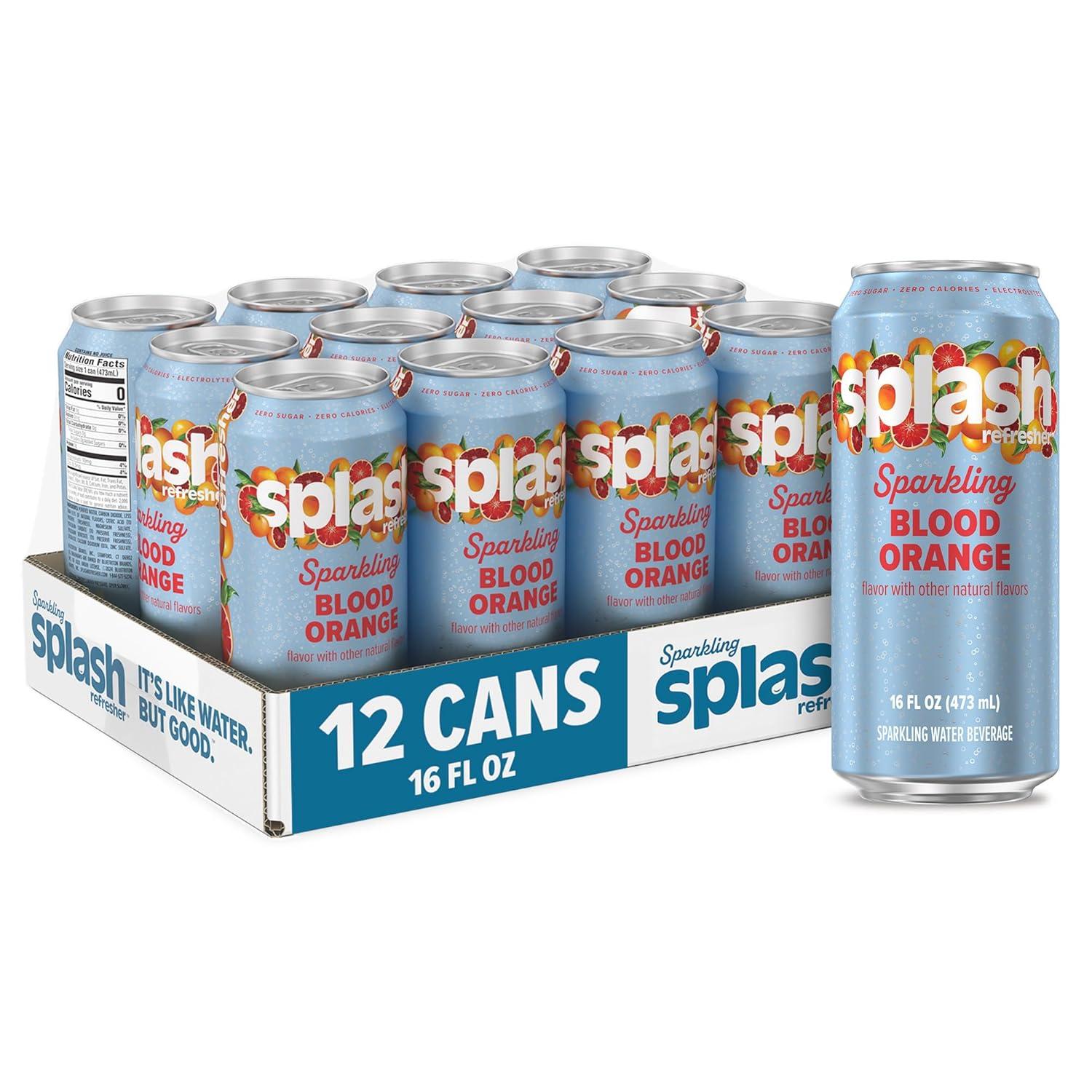 image:imageSPLASH REFRESHER Sparkling Water Rocket Freeze 8Pack 12 Fl Oz Cans Flavored Carbonated Seltzer Water with Electrolytes Zero Sugar amp Zero CaloriesBlood Orange