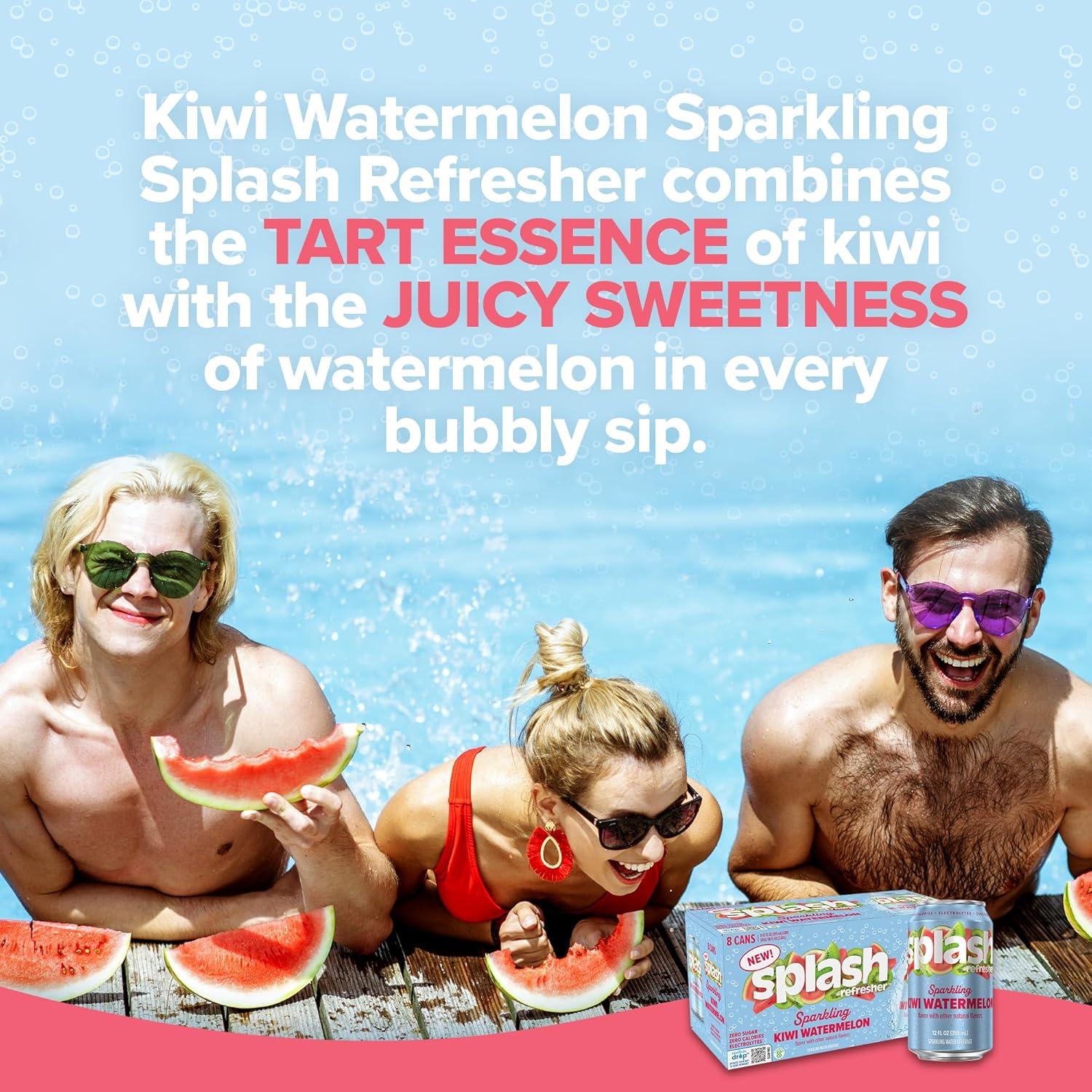 image:imageSPLASH REFRESHER Sparkling Water Rocket Freeze 8Pack 12 Fl Oz Cans Flavored Carbonated Seltzer Water with Electrolytes Zero Sugar amp Zero CaloriesKiwi Watermelon