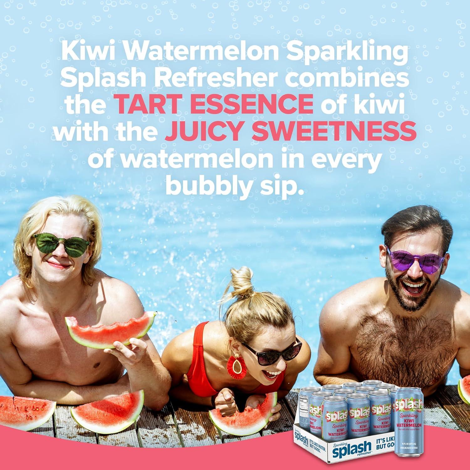 image:imageSPLASH REFRESHER Sparkling Water Rocket Freeze 8Pack 12 Fl Oz Cans Flavored Carbonated Seltzer Water with Electrolytes Zero Sugar amp Zero CaloriesKiwi Watermelon