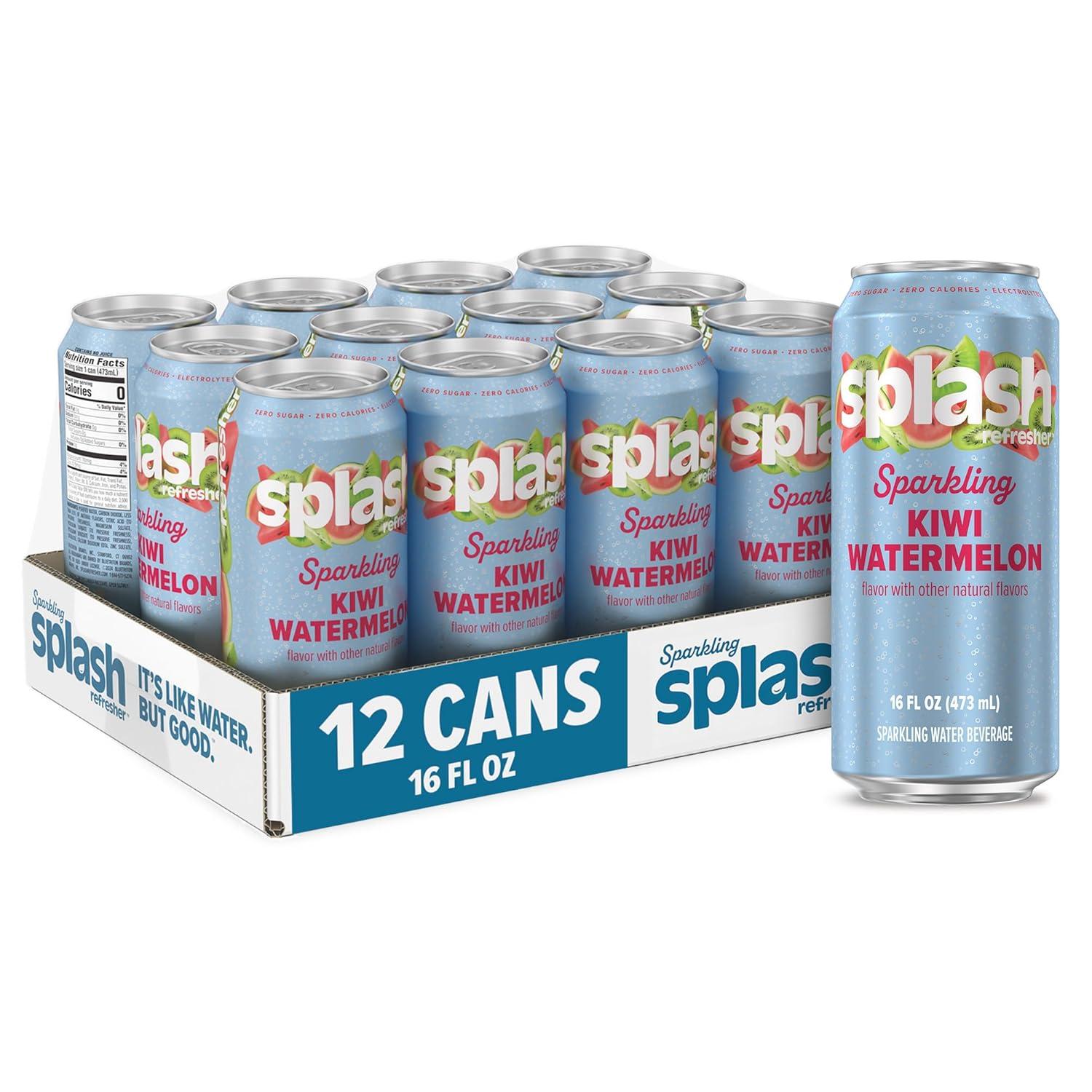 image:imageSPLASH REFRESHER Sparkling Water Rocket Freeze 8Pack 12 Fl Oz Cans Flavored Carbonated Seltzer Water with Electrolytes Zero Sugar amp Zero CaloriesKiwi Watermelon
