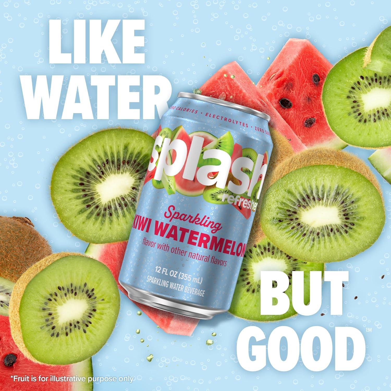 image:imageSPLASH REFRESHER Sparkling Water Rocket Freeze 8Pack 12 Fl Oz Cans Flavored Carbonated Seltzer Water with Electrolytes Zero Sugar amp Zero CaloriesKiwi Watermelon
