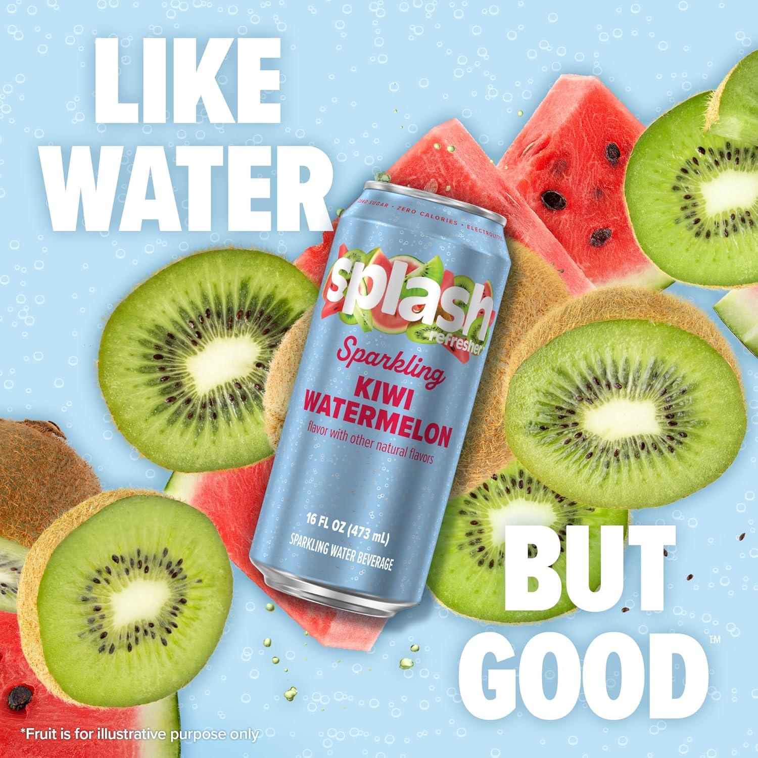 image:imageSPLASH REFRESHER Sparkling Water Rocket Freeze 8Pack 12 Fl Oz Cans Flavored Carbonated Seltzer Water with Electrolytes Zero Sugar amp Zero CaloriesKiwi Watermelon