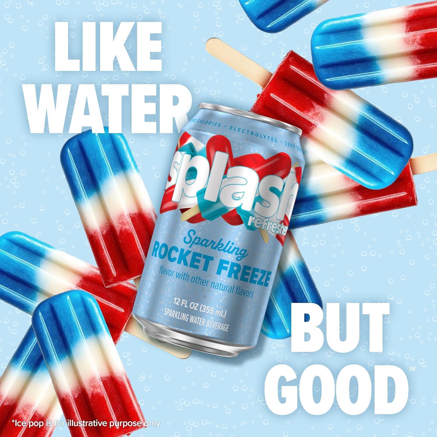 image:imageSPLASH REFRESHER Sparkling Water Rocket Freeze 8Pack 12 Fl Oz Cans Flavored Carbonated Seltzer Water with Electrolytes Zero Sugar amp Zero CaloriesRocket Freeze