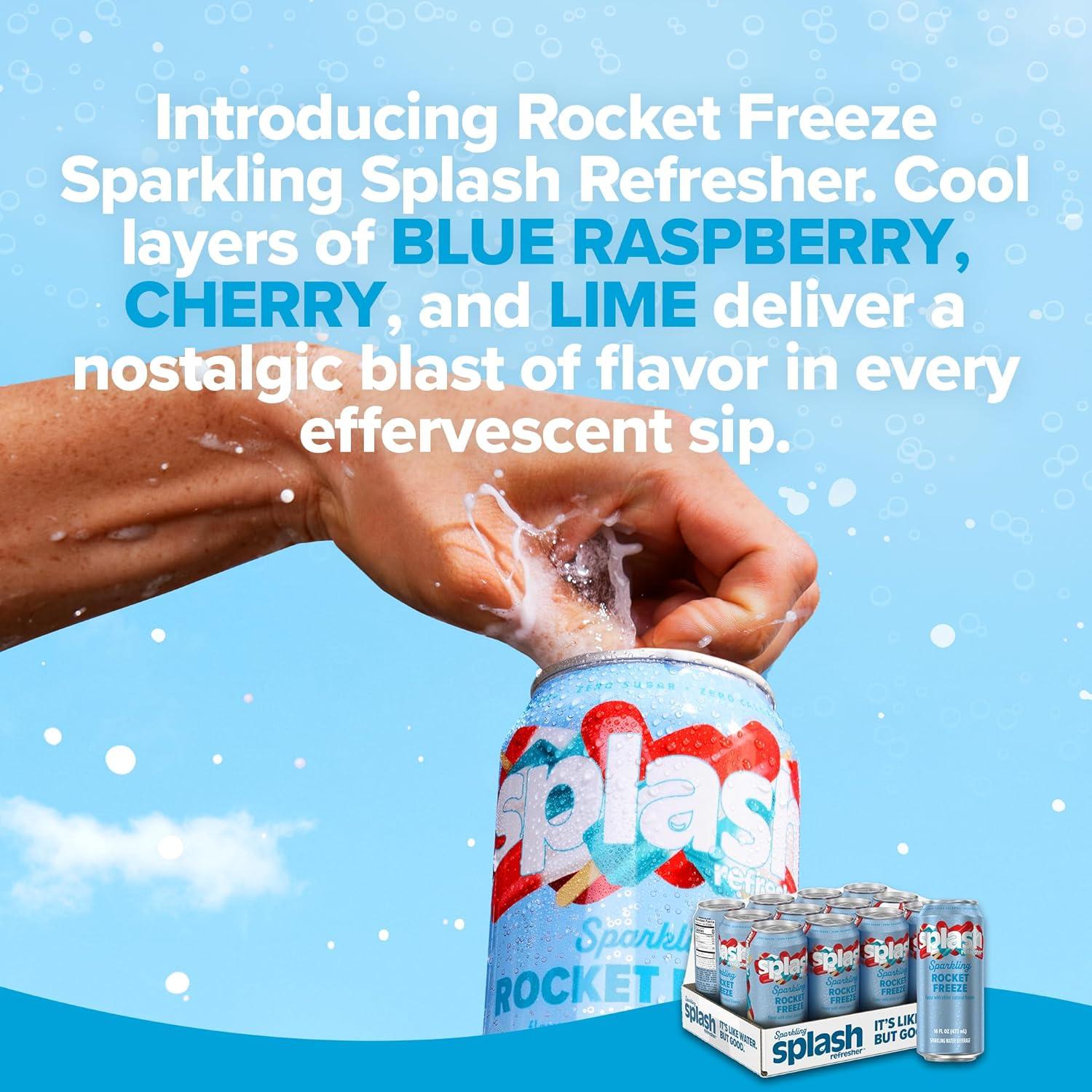 image:imageSPLASH REFRESHER Sparkling Water Rocket Freeze 8Pack 12 Fl Oz Cans Flavored Carbonated Seltzer Water with Electrolytes Zero Sugar amp Zero CaloriesRocket Freeze