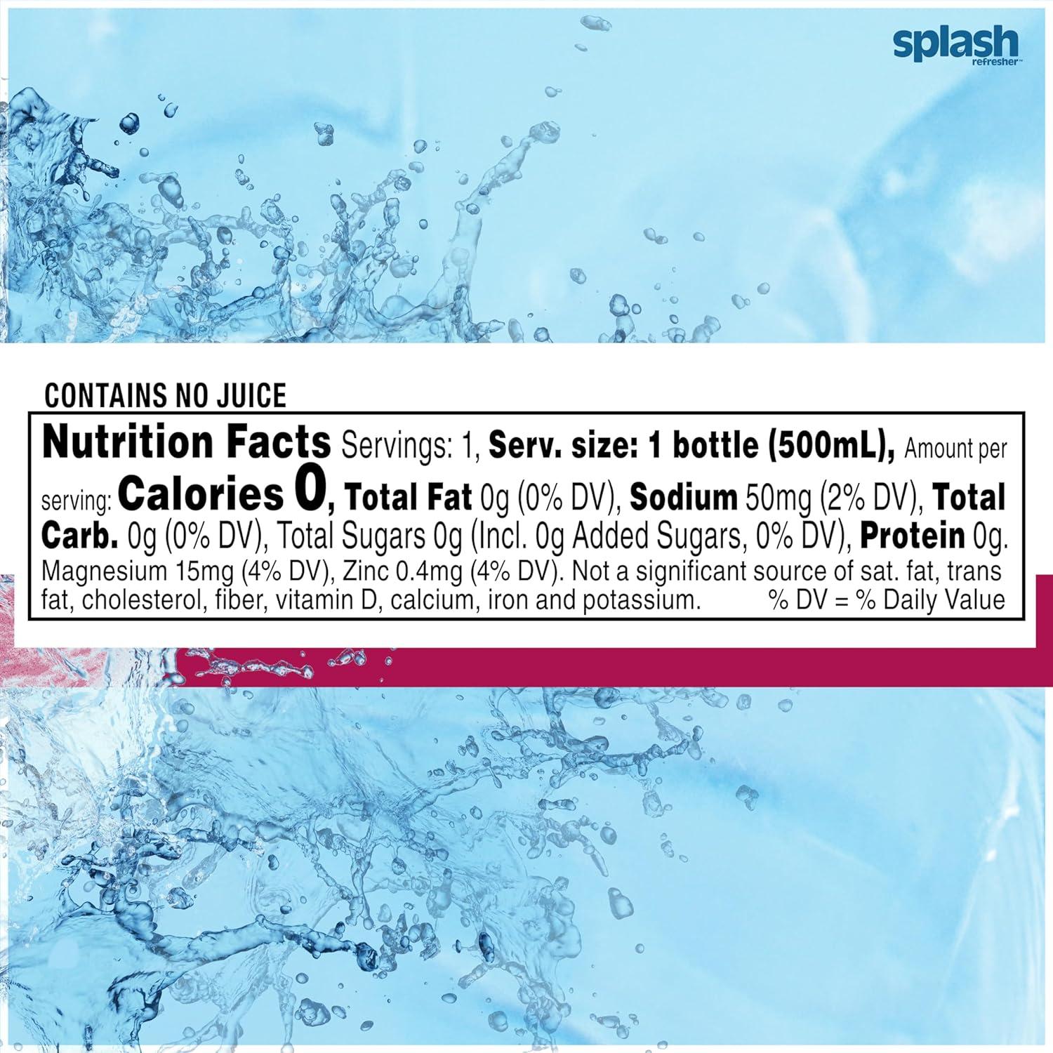 image:imageSPLASH REFRESHER Wild Berry Flavor Water Beverage 169 Fl Oz Plastic Bottles 24 Count