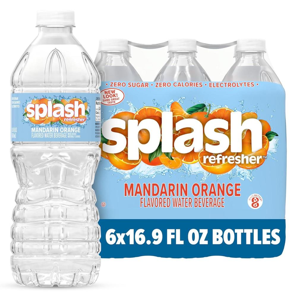 image:imageSPLASH REFRESHER Flavored Water Bottles Mandarin Orange Flavor 6Pack 169 Fl Oz Refreshing Flavored Bottled Water with Electrolytes Zero Sugar amp Zero CaloriesMandarin Orange