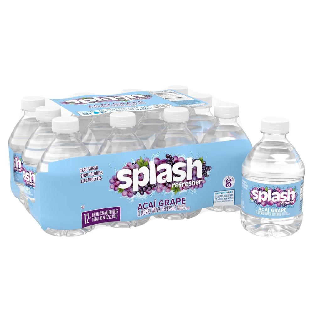 image:imageSPLASH REFRESHER Flavored Water Bottles Mandarin Orange Flavor 6Pack 169 Fl Oz Refreshing Flavored Bottled Water with Electrolytes Zero Sugar amp Zero CaloriesAcai Grape