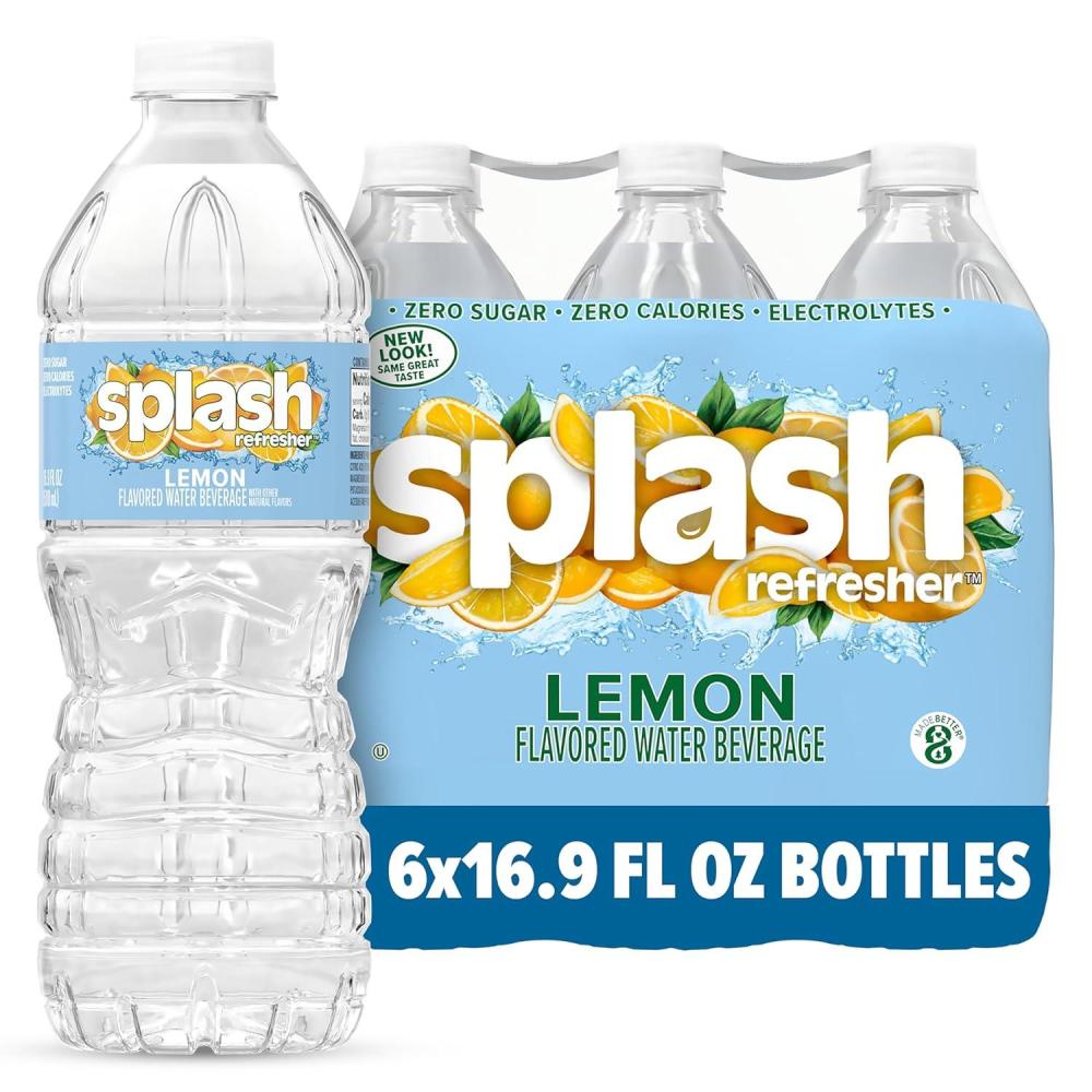 image:imageSPLASH REFRESHER Flavored Water Bottles Pineapple Mango Flavor 6Pack 169 Fl Oz Refreshing Flavored Bottled Water with Electrolytes Zero Sugar amp Zero CaloriesLemon