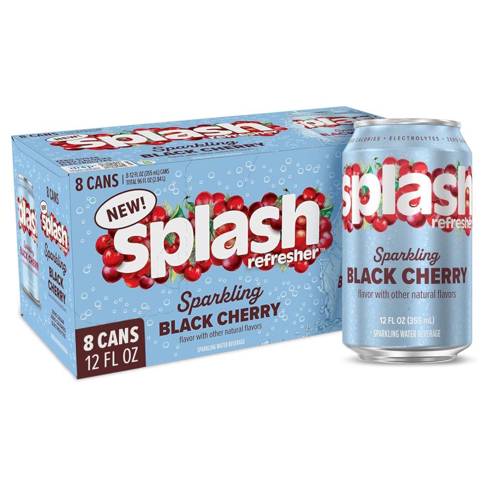 image:imageSPLASH REFRESHER Sparkling Water Rocket Freeze 8Pack 12 Fl Oz Cans Flavored Carbonated Seltzer Water with Electrolytes Zero Sugar amp Zero CaloriesBlack Cherry
