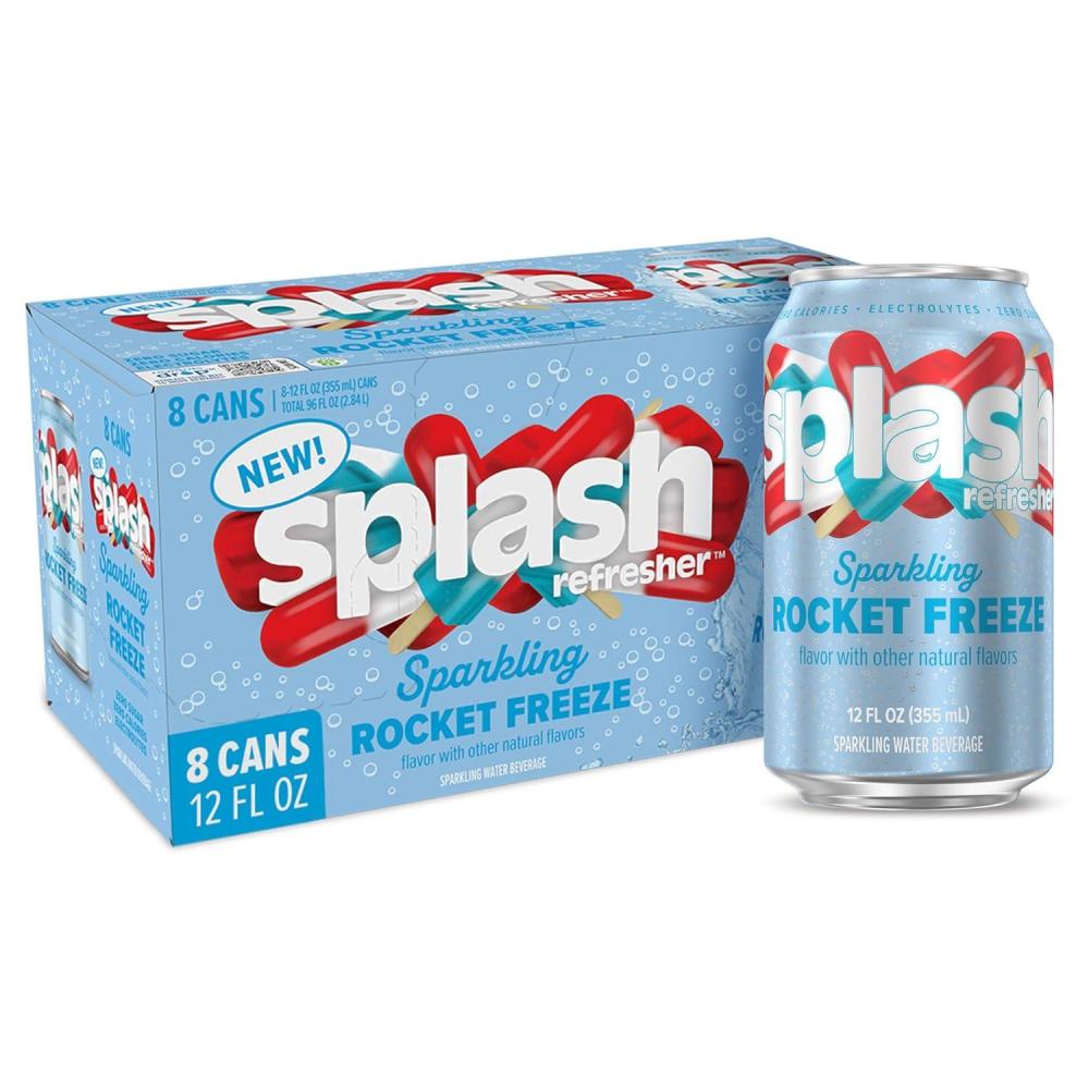 image:imageSPLASH REFRESHER Sparkling Water Rocket Freeze 8Pack 12 Fl Oz Cans Flavored Carbonated Seltzer Water with Electrolytes Zero Sugar amp Zero CaloriesRocket Freeze