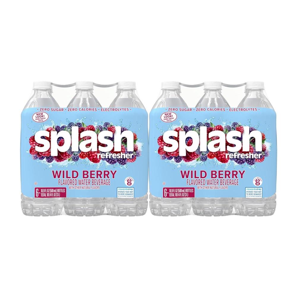 image:imageSPLASH REFRESHER Wild Berry Flavor Water Beverage 169 Fl Oz Plastic Bottles 24 Count
