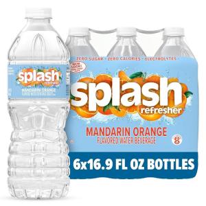 SPLASH REFRESHER Flavored Water Bottles, Mandarin Orange Flavor – 6-Pack, 16.9 Fl Oz – Refreshing Flavored Bottled Water with Electrolytes – Zero Sugar & Zero Calories(Mandarin Orange)