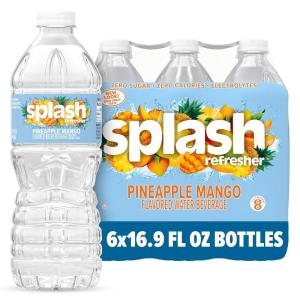 SPLASH REFRESHER Flavored Water Bottles, Pineapple Mango Flavor – 6-Pack, 16.9 Fl Oz – Refreshing Flavored Bottled Water with Electrolytes – Zero Sugar & Zero Calories(Pineapple Mango)